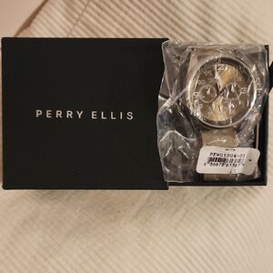 Perry Ellis Black and Silver Men's Watch